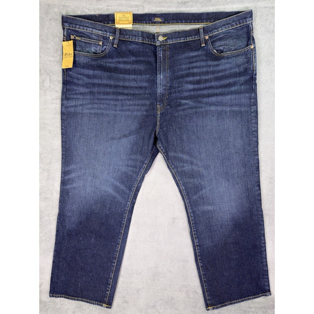 New Polo Ralph Lauren Jeans Mens 52Bx30 Blue Hampton Relaxed Straight Dark Wash